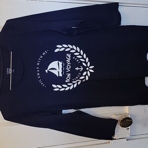 Long Sleeve Cruise T shirt Top Bon Voyage Kim Rodgers Small Dark Navy Blue